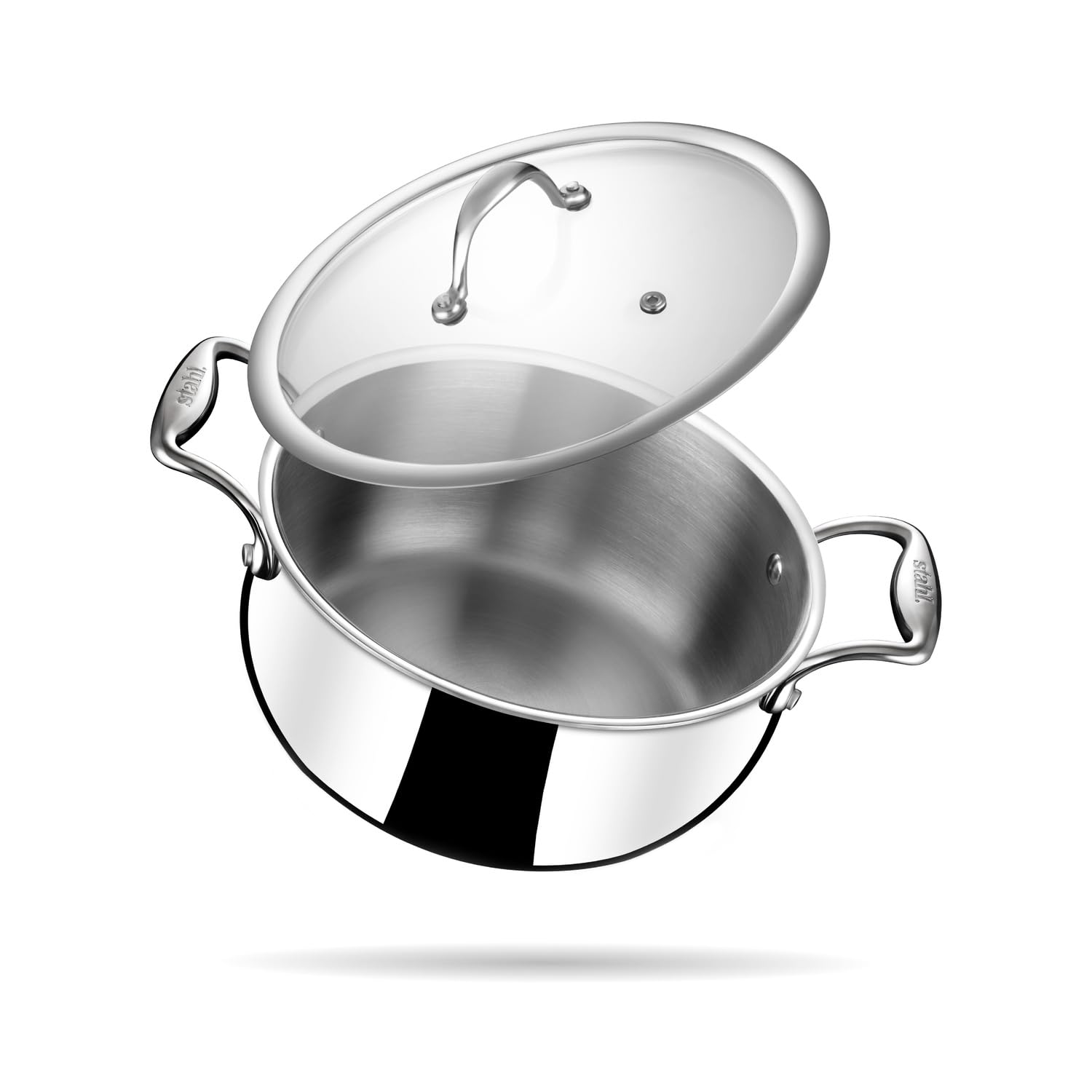 Stahl Triply Stainless Steel Sauce Pot with Lid | Stainless Steel Belly Casserole | Tri Ply Biryani Pot with Induction Base | Ar