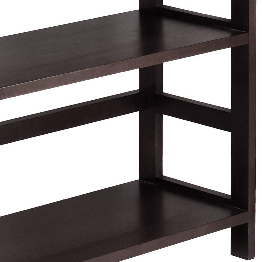 Winsome Wood Capri Wood 3 Section Storage Shelf With 6 Beige Fabric Foldable Baskets