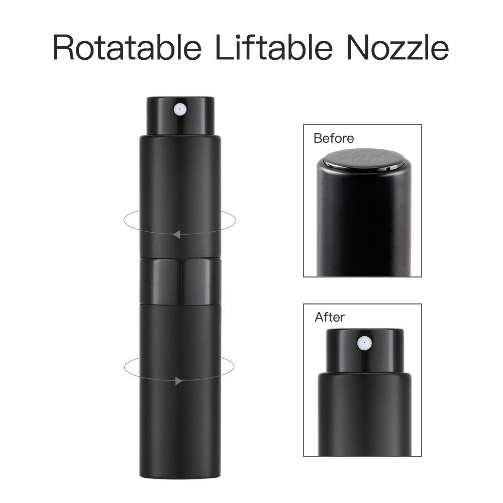 Lisapack 8ML Atomizer Perfume Spray Bottle for Travel  Empty Refillable Cologne Dispenser  Portable Sprayer (Matte Black)