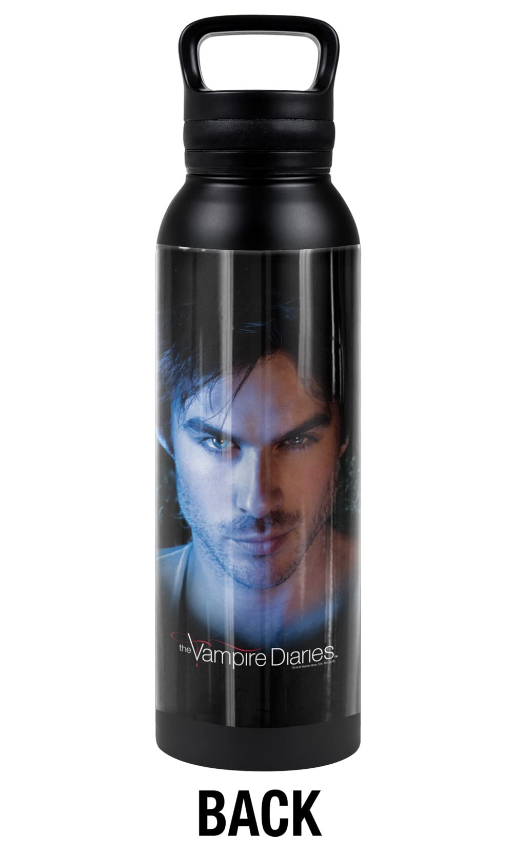 The Vampire Diaries Official Damon 24 Oz Insulated Canteen Water Bottle, Leak Resistant, Vacuum Insulated Stainless Steel With L