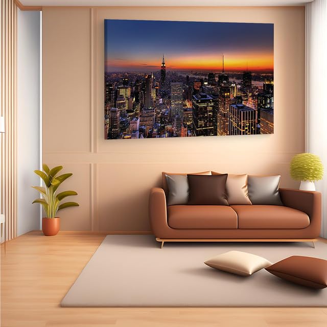 TRUECANVAS New York Skyline, Wooden Framed Canvas Paintings for Home Decor | Bedroom, Living Room,Wall Decoration | Wall Art Pai