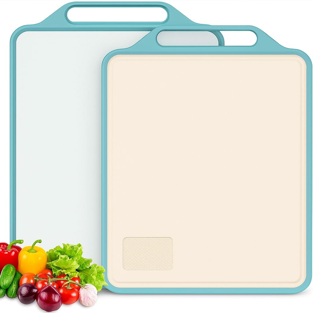 Dual Side Stainless Steel Chopping Board Large For Kitchen Vegetables, Fruits, Meats Cutting Boards With Handle Titanium Metal &