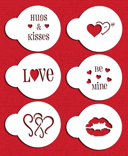 Designer Stencils Valentine Cupcake/Cookie Stencils, Beige/Semi-Transparent