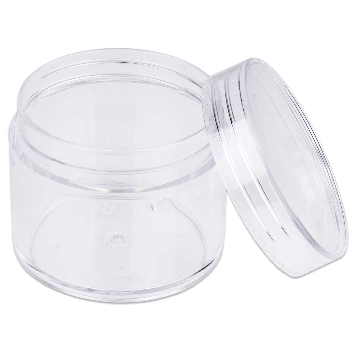 Beauticom 60 Grams/60 Ml (2 Oz) Round Clear Leak Proof Plastic Container Jars With Clear Lids For Travel Storage Makeup Cosmetic
