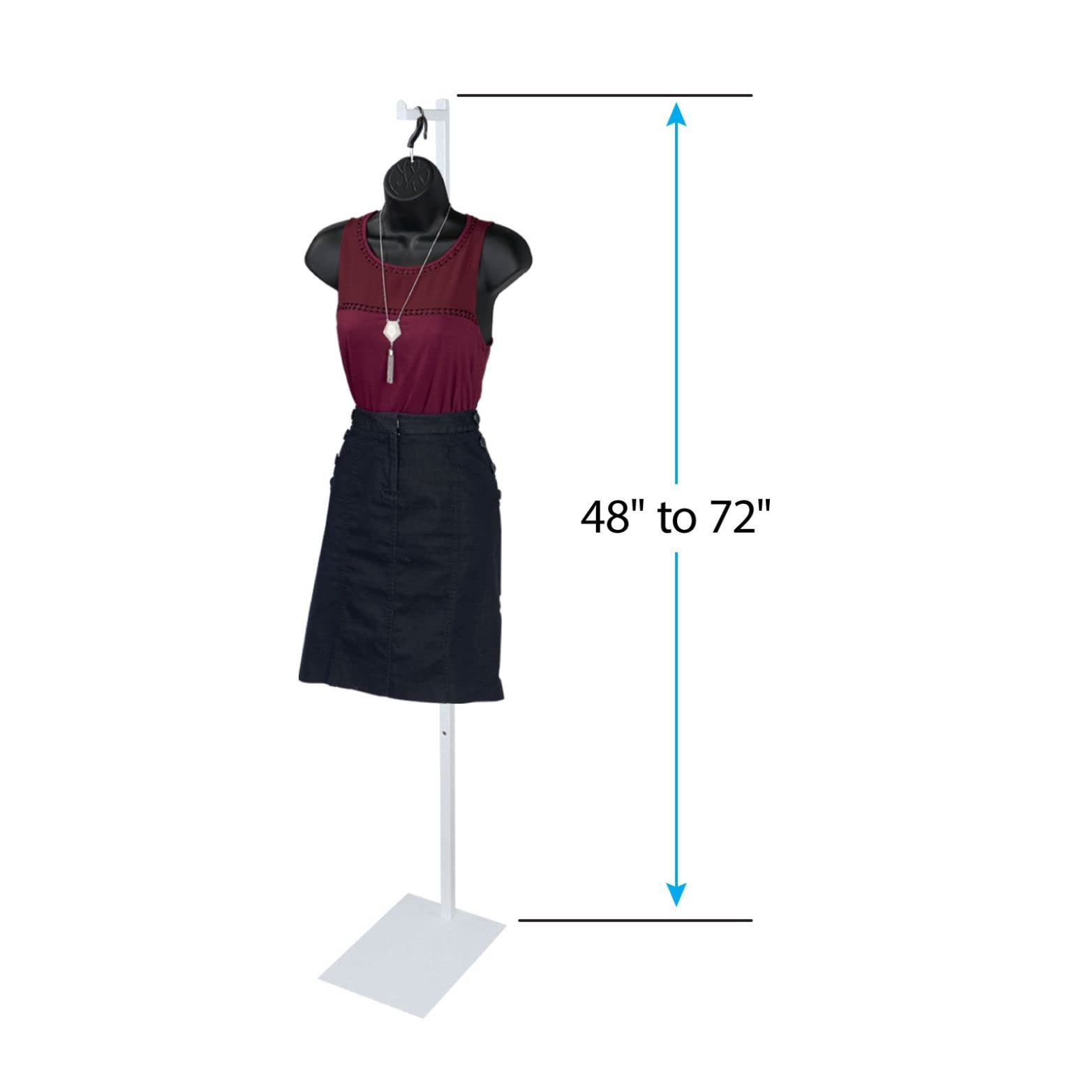 Sswbasics Adjustable White Costumer Stand - Single Arm Clothes Rack - Retail Clothing And Garment Display Stand - Ideal For Show