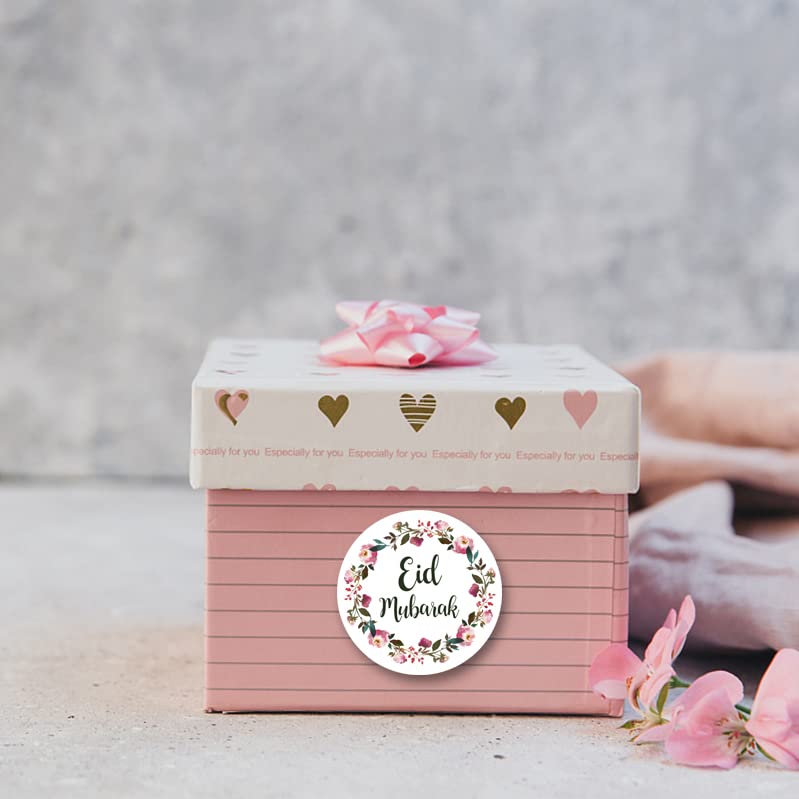 Swyoun 96Pcs Eid Mubarak Stickers With Garland Signs Eid Party Decorations Ramadan Party Supplies(Rose)