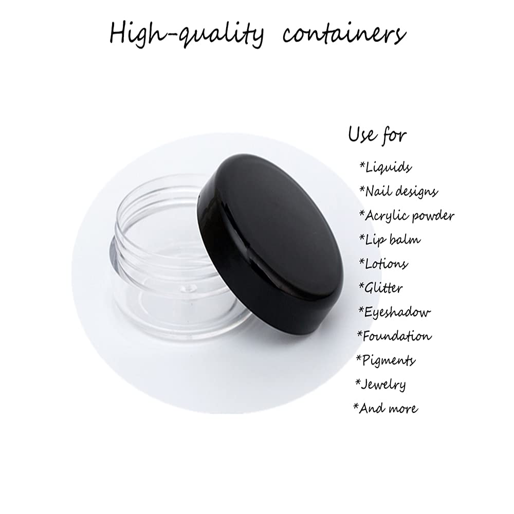 ZEJIA 5 Gram Cosmetic Containers 50pcs Sample Jars Tiny Makeup Sample Containers with lids (Black)