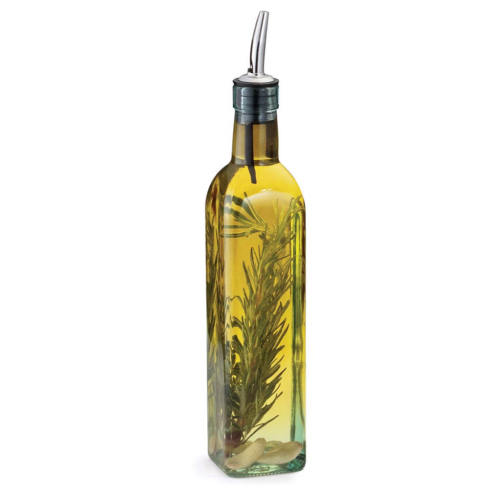 Containly 16Oz Glass Olive Oil/Vinegar Bottle For Kitchen, Olive Oil Dispenser With Stainless Steel Spout For Easy Pouring (16 O