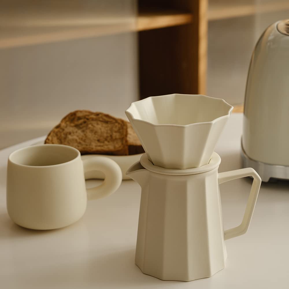 Pour Over Coffee Maker, Multi-Sided Petal Design, Matte Crme, 9.6Oz