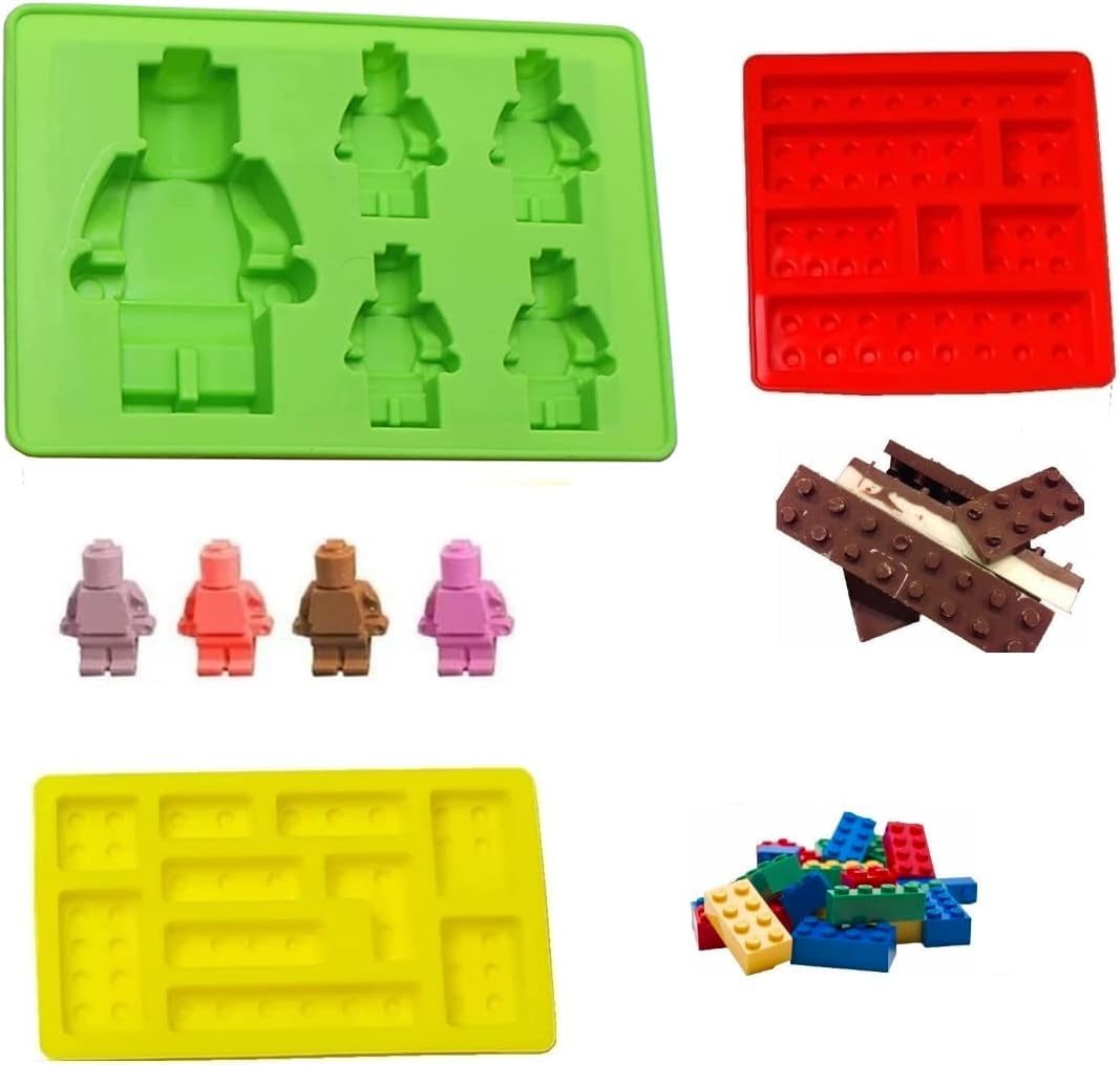 Building Brick Candy Mold Silicone Chocolate Robot Mold Set Of 3 Ice Trays Ideal Making Melted Chocolate Fondant Cake Jelly Ice