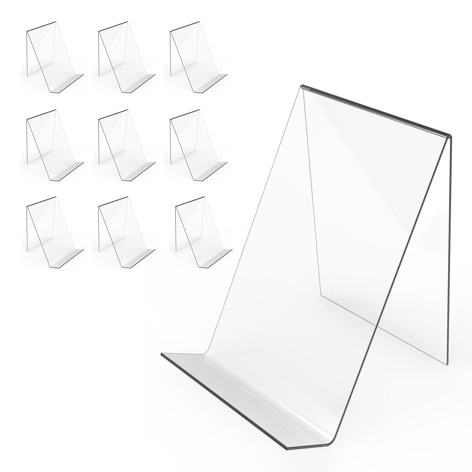 Boloyo Acrylic Book Stand Without Ledge,6 Inch 10PC Clear Acrylic Display Easel Transparent Display Stand Holder Tablet Holder f