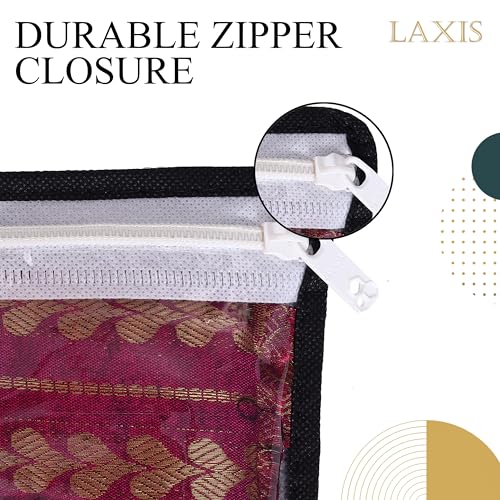 Homfil Brand - Laxis Non-Woven Printed Single Saree Cover, Saree Bag Pack Of 10Pcs, Transparent Saree Covers With Zip, Saree Cov
