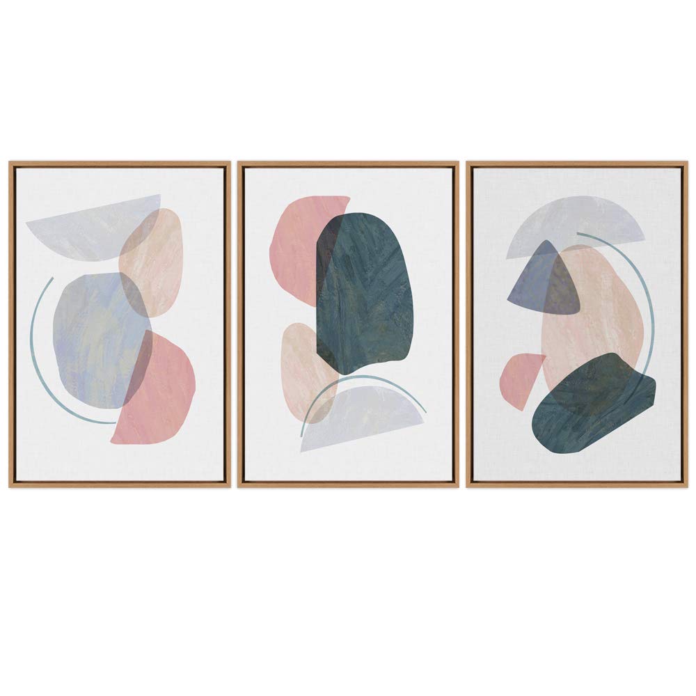 Signwin 3 Piece Framed Canvas Wall Art Color Block Colorful Canvas Prints Home Artwork Decoration For Living Room,Bedroom - 16''