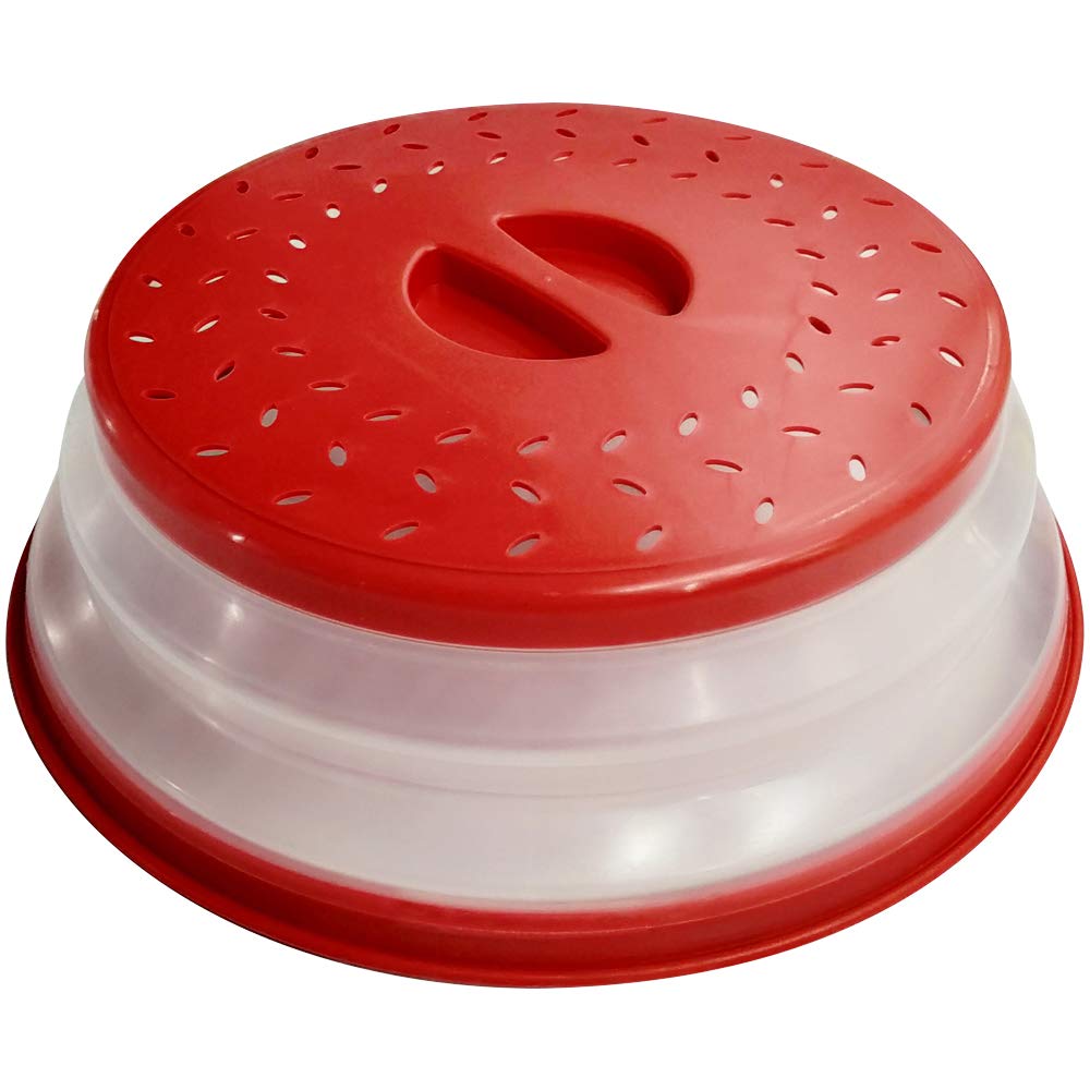 Ouzifish Microwave Plate Cover 10.5 Inch Collapsible Food Plate Lid Cover - Bpa Free, Easy Grip, Microwave Plate Guard Lid With