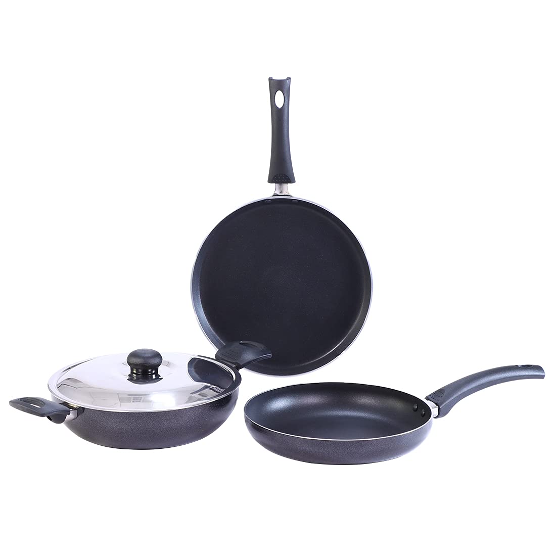 Wonderchef Platinum Plus Set Black NonInduction Base, 3 + 1