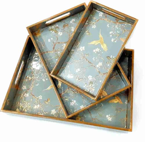 Trayfi Mdf Wooden Tray, Collectible Trays, Hand Crafted Serving Trays For Breakfast, Rectangular Dining Table Trays For Any Occa