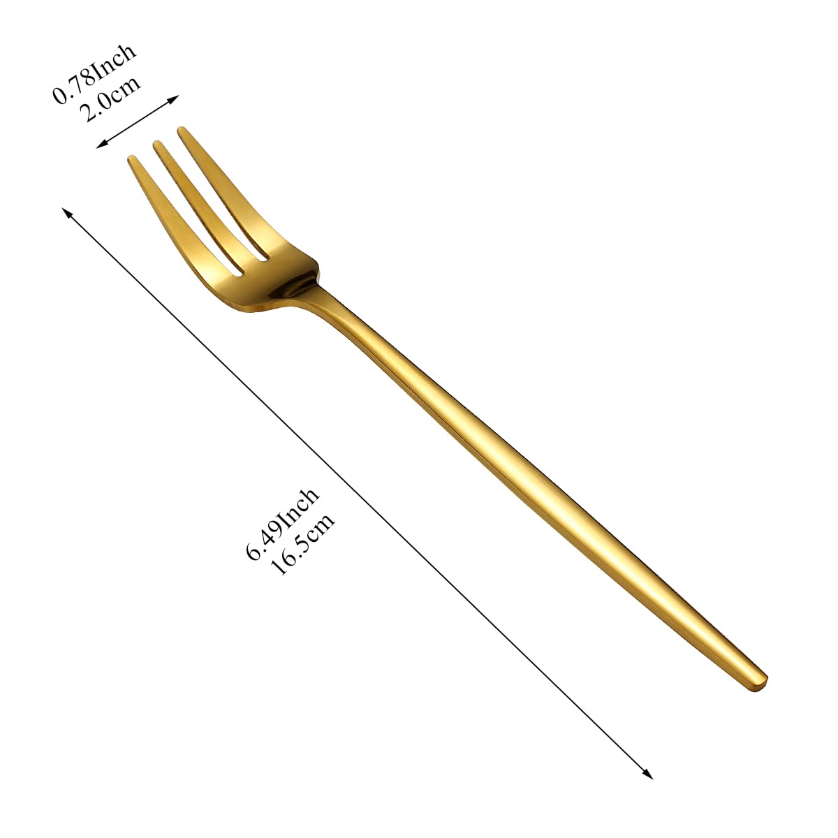 Evanda Gold Dessert Forks Set Of 6 Pack 6.3''/16.5Cm, Golden Titanium Plating Pastry Fork, Family Appetizer Fork For Fruit, Cake