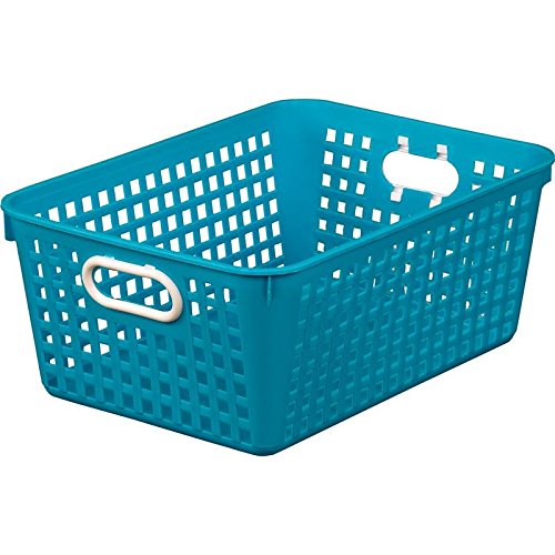 Really Good Stuff Large Plastic Book Baskets, 13?'' By 10'' By 5?'' - Single, Neon Blue | Classroom Library Organizer, Toy Stora