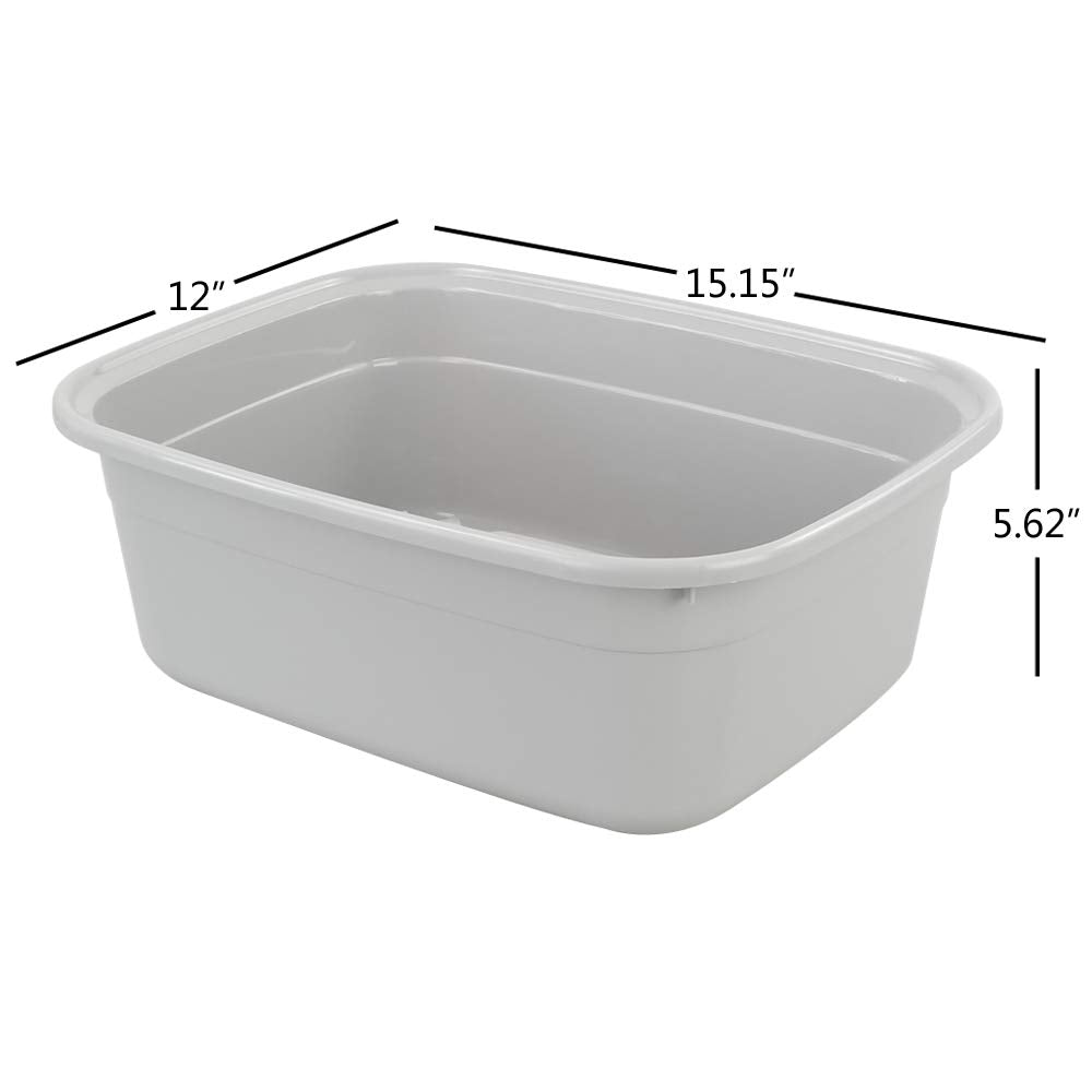 Fiazony 14-Quart Gray Plastic Wash Tub/Dish Pan Basin, Set Of 4