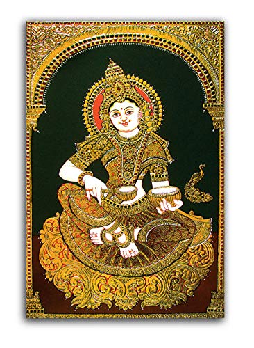 Tamatina Tanjore Art Canvas Painting Goddess Painting for Home, Living Room, Bedroom | Hindu Goddess Traditional Art painting fo