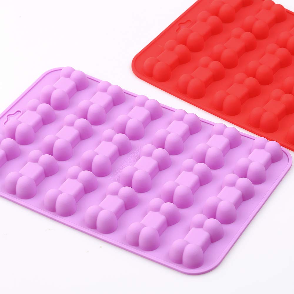 Cozihom Bone Shaped Silicone Molds, 18 Cavity, Food Grade, For Chocolate, Candy, Cake, Pudding, Jelly, Dog Treats. 4 Pcs