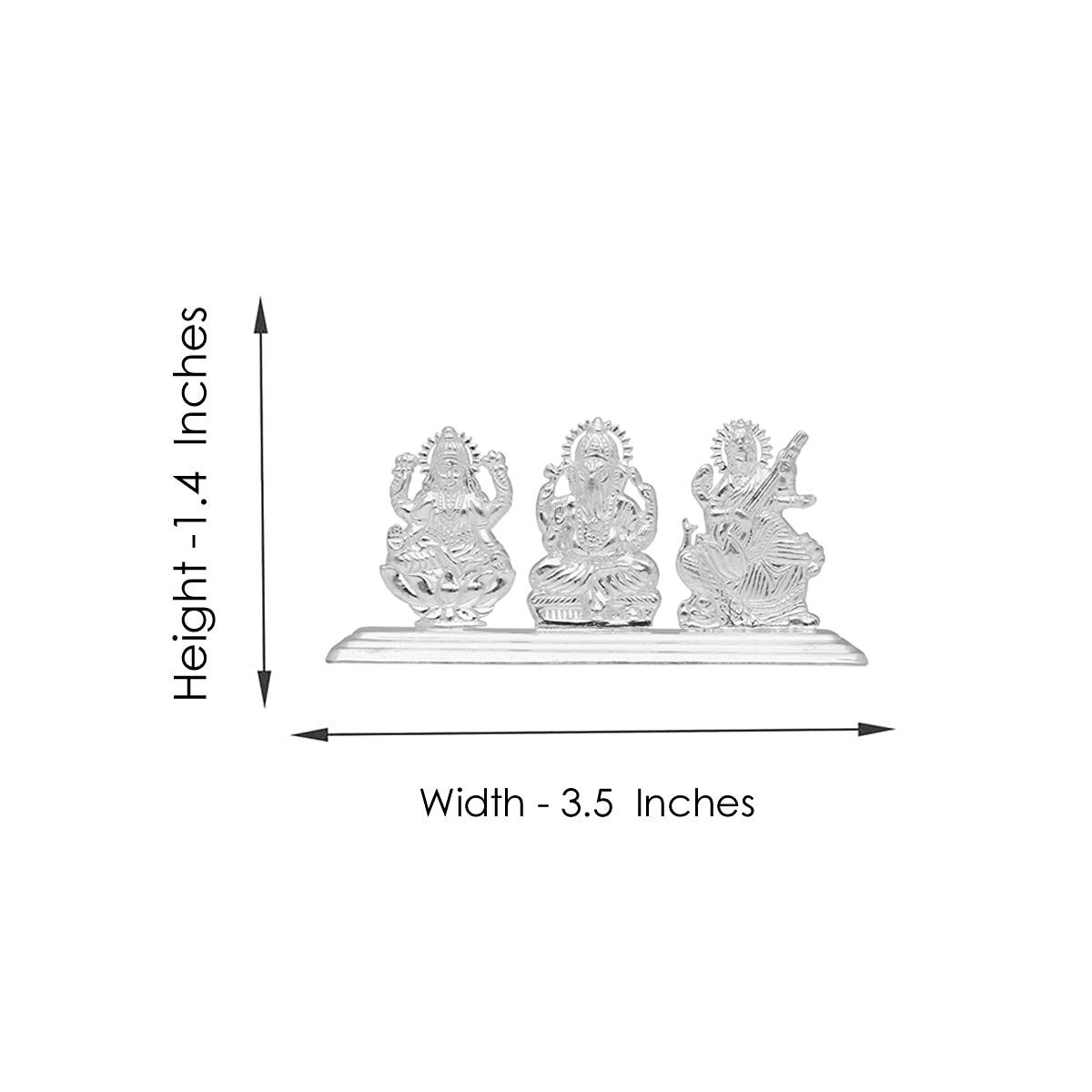 Sri Jagdamba Pearls Lakshmi Ganesh Saraswati Silver Idol For Home And Gifting, 31 Grams