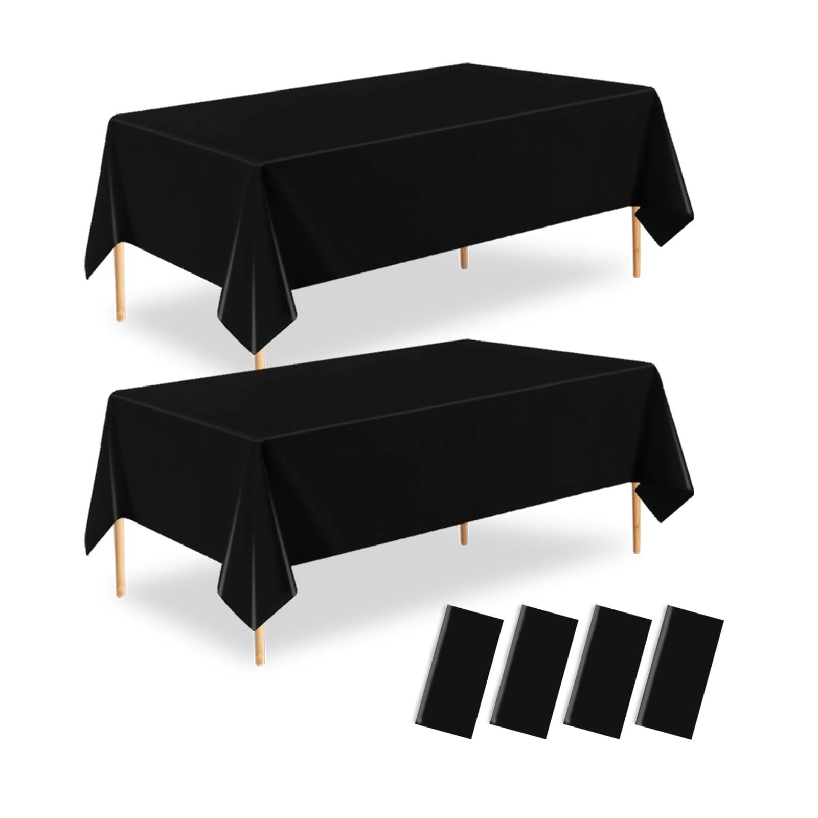 ZHIAXTON 4 Pack Black Plastic Table Cloth,54 X 108 Disposable Tablecloth,Rectangle Plastic Table Covers for Birthdays Party,Wedd
