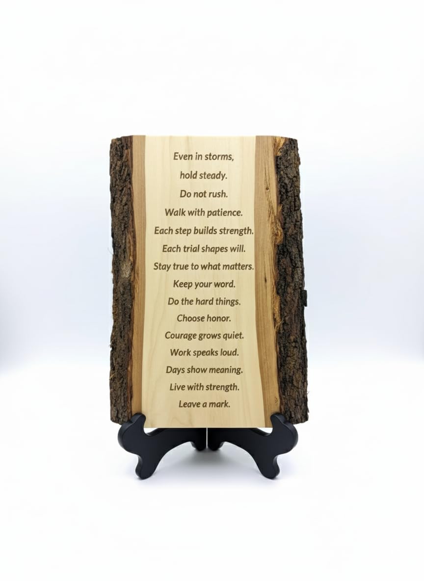 Personalized Wood Engraving with Your Message, Poem or Letter - Custom Rustic Plaque with Bark - 11x7-9 Inches - Unique Gift for
