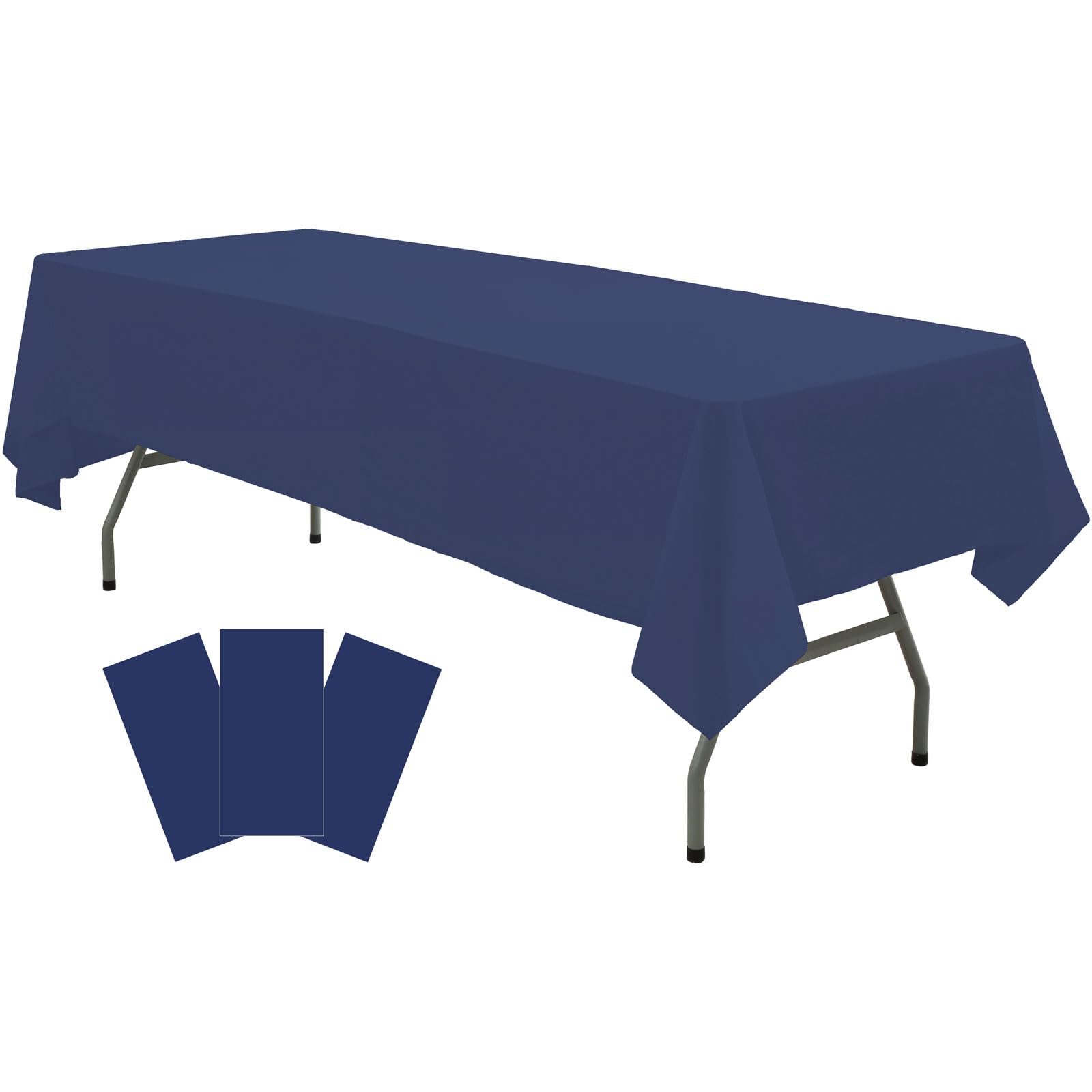 Plastic Navy Blue Tablecloths 3 Pack Disposable Table Covers 54'' X 108'' Deep Blue Table Cloths Peva Party Tablecovers For Part