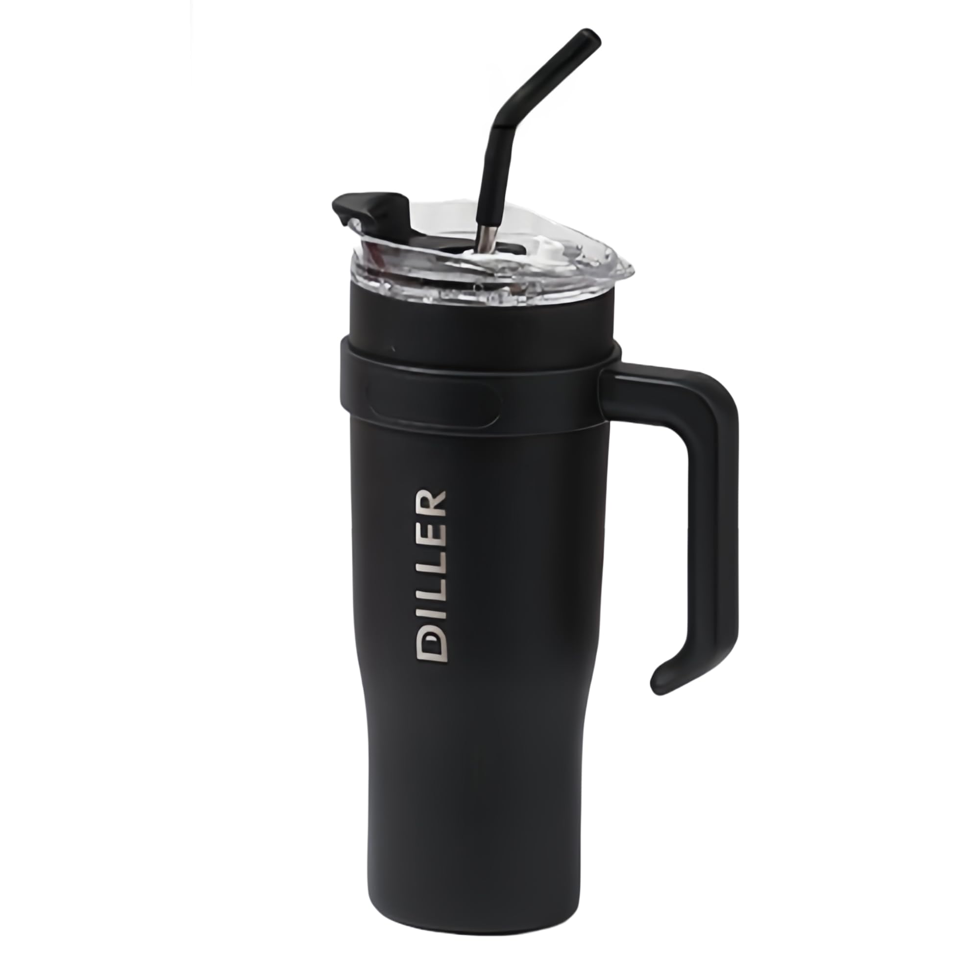TDXVPB 40 oz Tumbler with Handle and 2 in 1 Lid Insulated Stainless Steel Water Bottle Sport Travel Mug for Hot and Cold (Black)