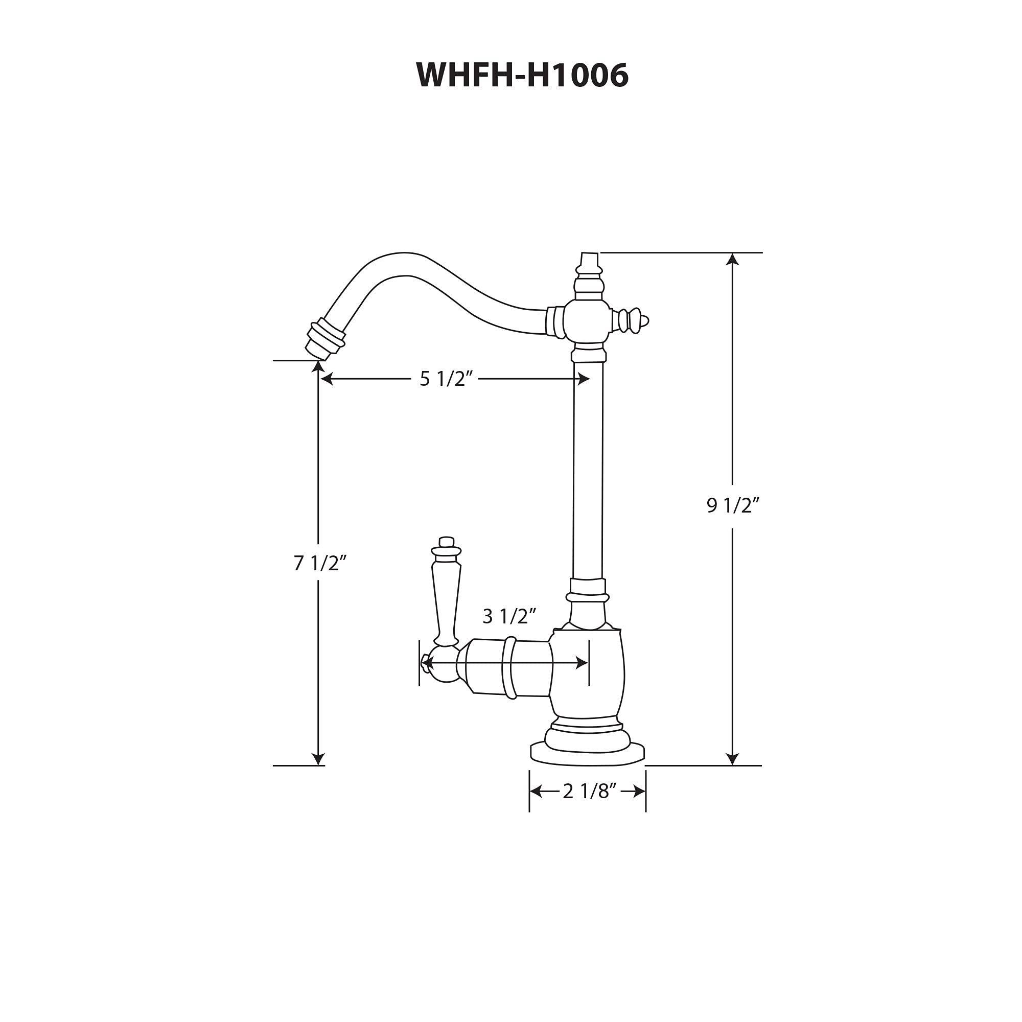 Whitehaus Collection Whfh-H1006-Bn Forever Hot Point Of Use Instant Water Faucet With Traditional Spout And Self Closing Handle,