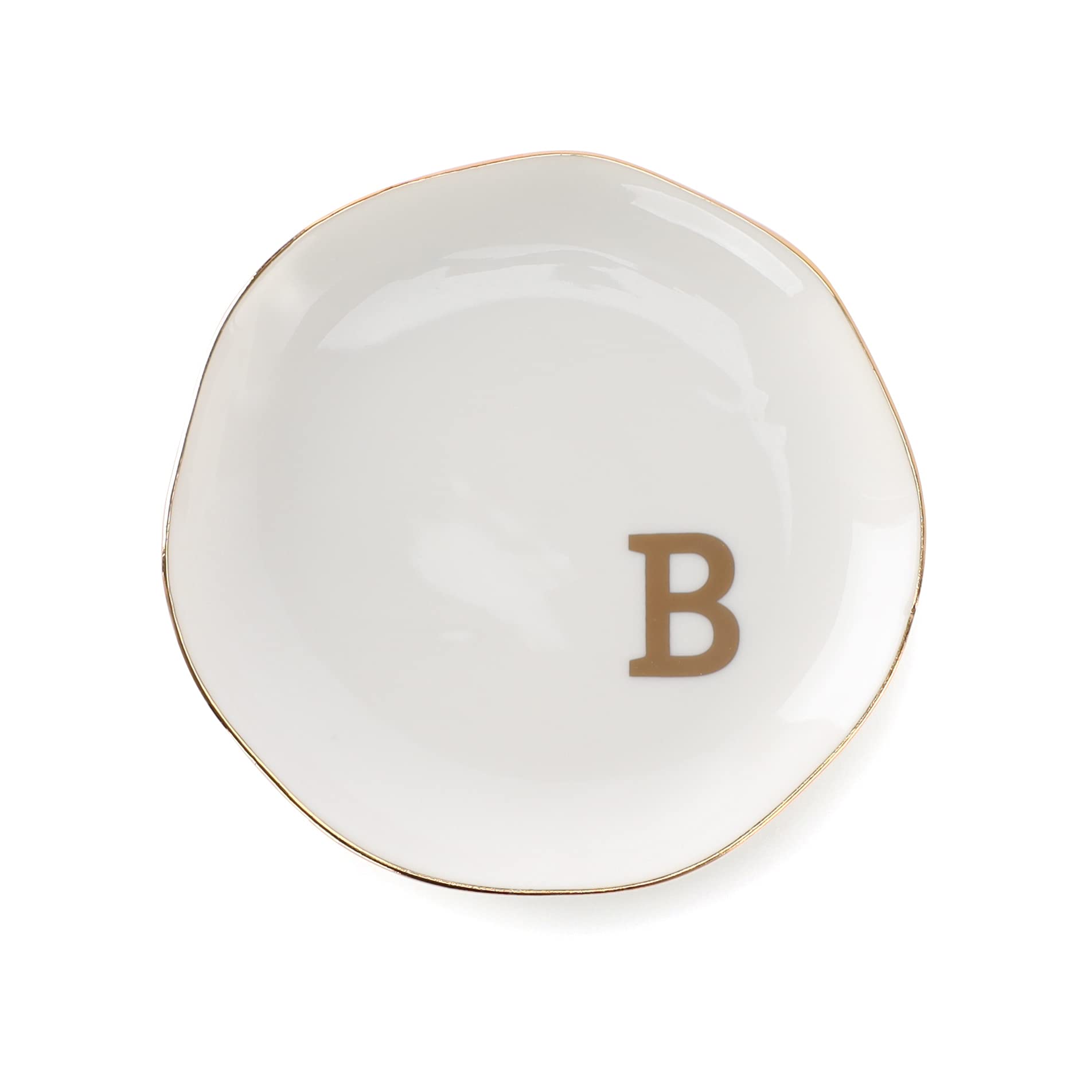 VINCOMIC Initials Ring Dish Jewery Tray with Personalized B-Monogrammed Gifts Wedding Engagement for Women Friends sister,Cerami