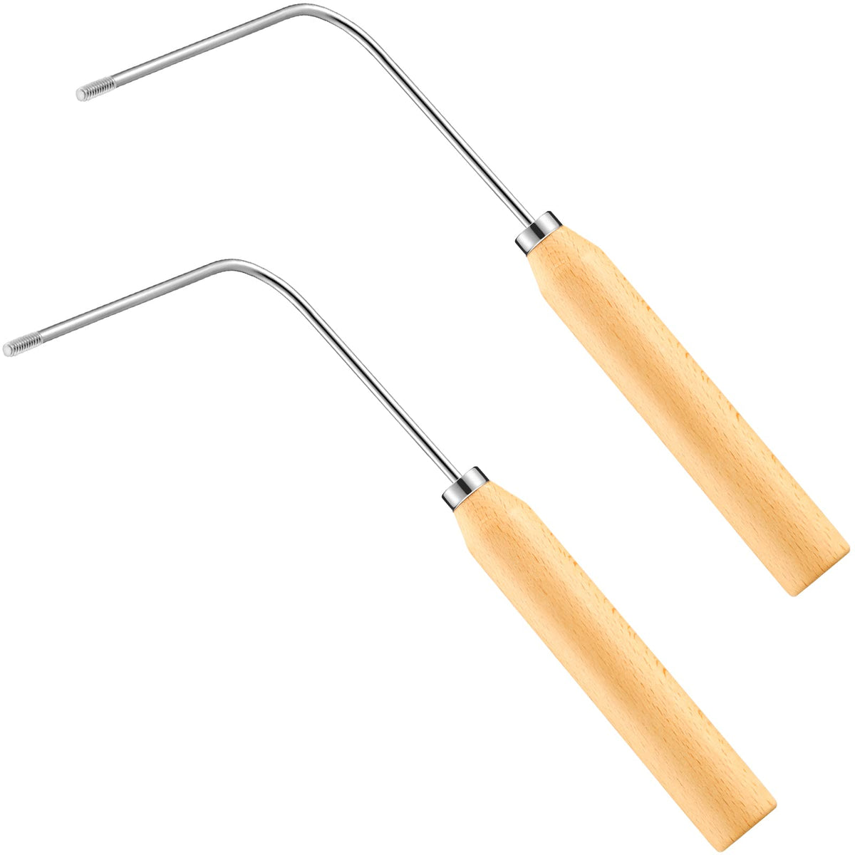 2 Pieces Rosette Iron Single Handle Rosette Cookie Iron Wooden Handle Easy Rosette Maker Tool Aluminum Alloy Pastry Iron Bunelos