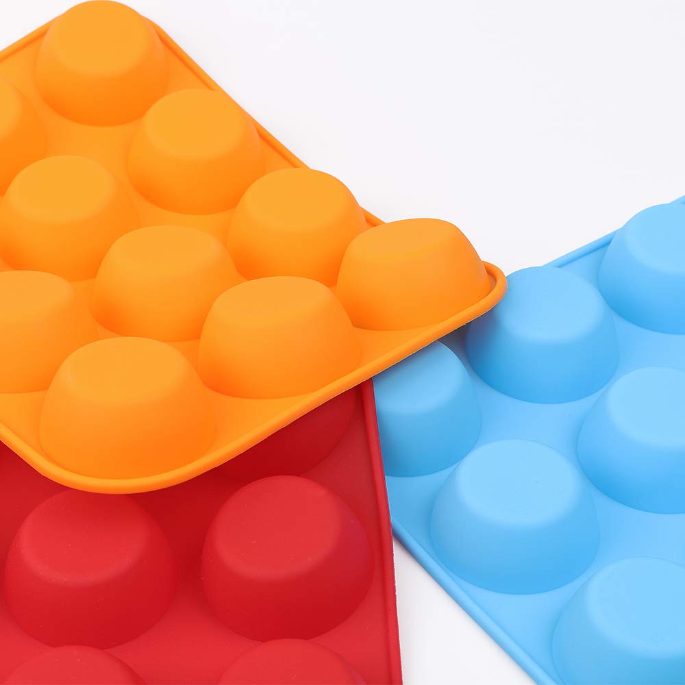 Cozihom Silicone Muffin Pan, Cupcake Pan, 12 Cups, Food Grade Egg Muffin Baking Silicone Molds, Non-Stick, 3 Pcs