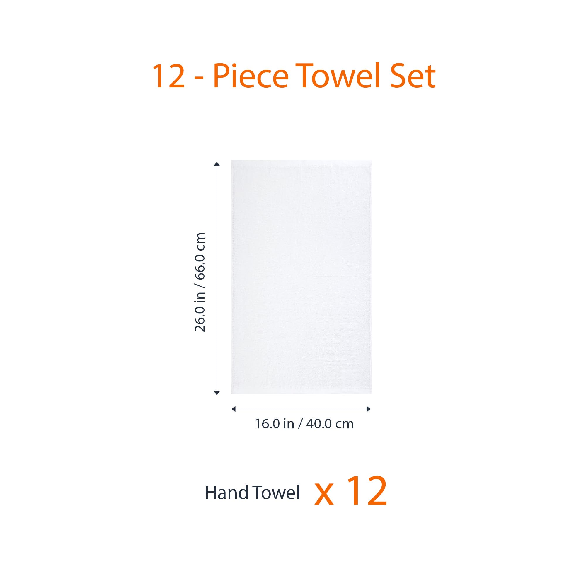 Amazon Basics Soft and Thick Cotton Hand Towels, 16 x 26 in, White, 12-Pack