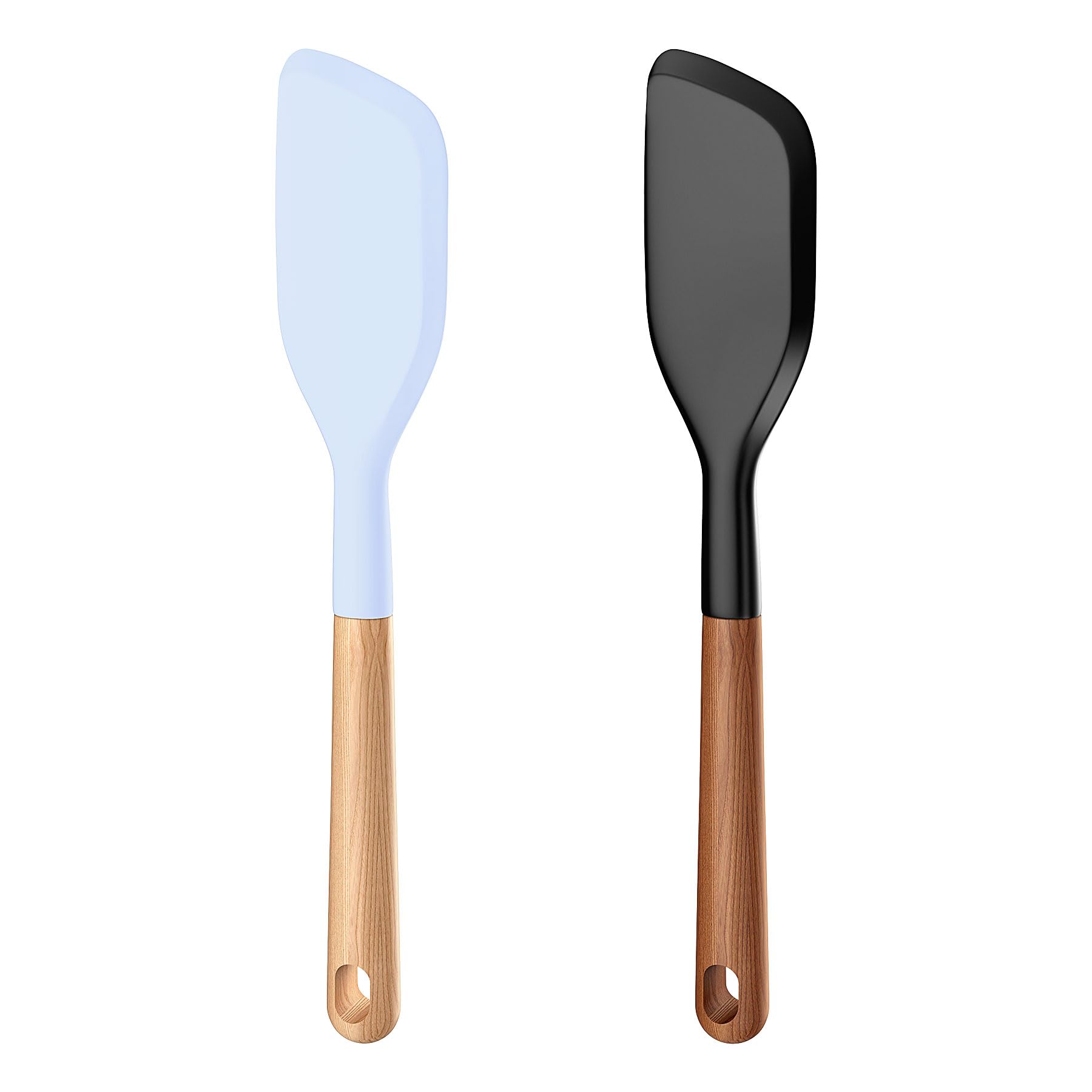 Lohepon Wooden Handle Silicone Rubber Spatula Set for Kitchen Baking, Cooking, and Mixing High Heat Resistant Non Stick Dishwash