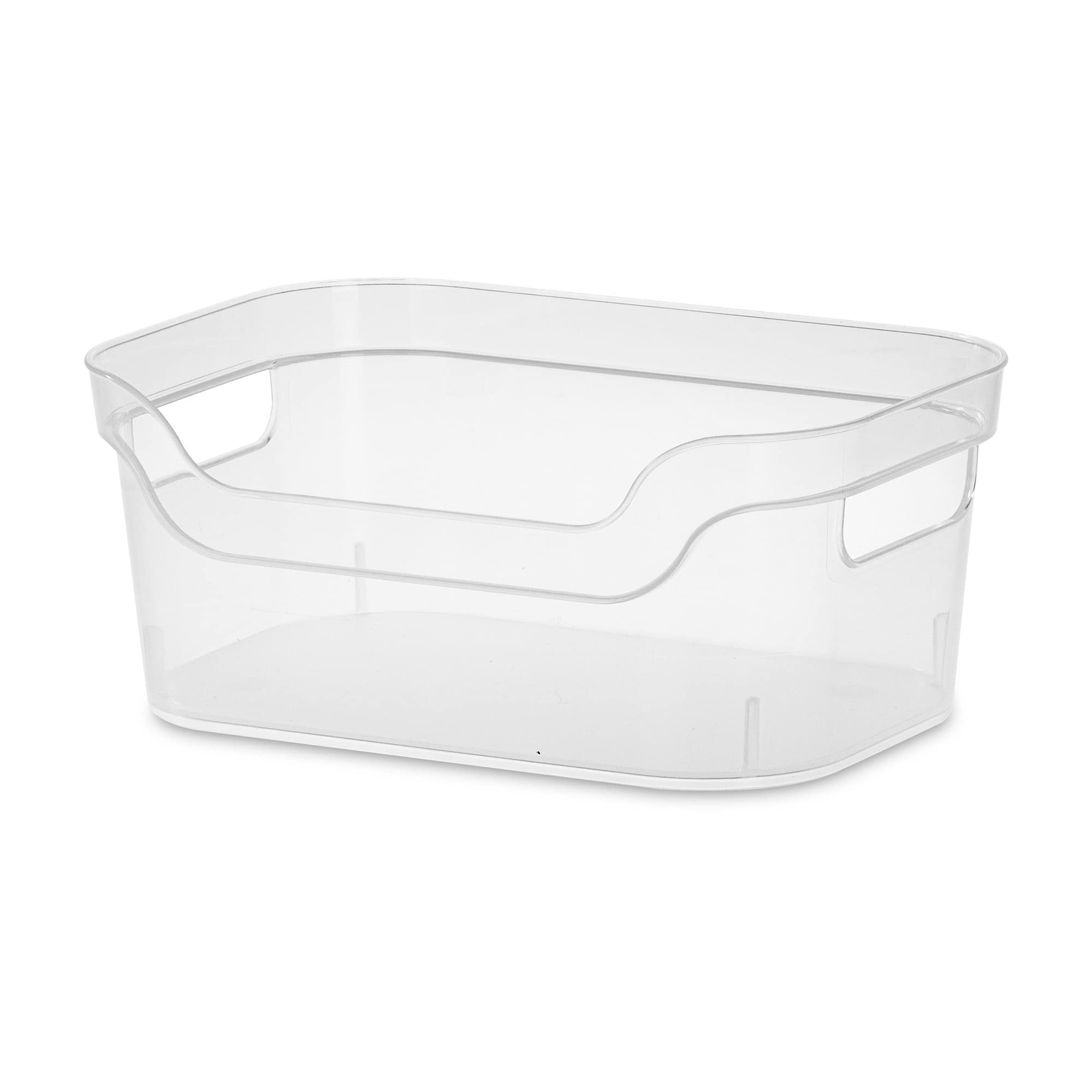Sterilite 9.5 X 6.5 X 4 Inch Small Open Scoop Front Clear Storage Bin With Comfortable Carry Through Handles For Household Organ