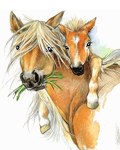7Dots Art. Mom And Baby. Watercolor Art Print, Poster 8''X10'' On Fine Art Thick Watercolor Paper For Childrens Kids Room, Bedro