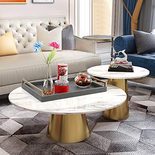 Wv 17.8 * 11.8'' Grey Shagreen Large Serving Tray With Brushed Gold Handle,Faux Leather Home Decorative Tray, Coffee Table Tray