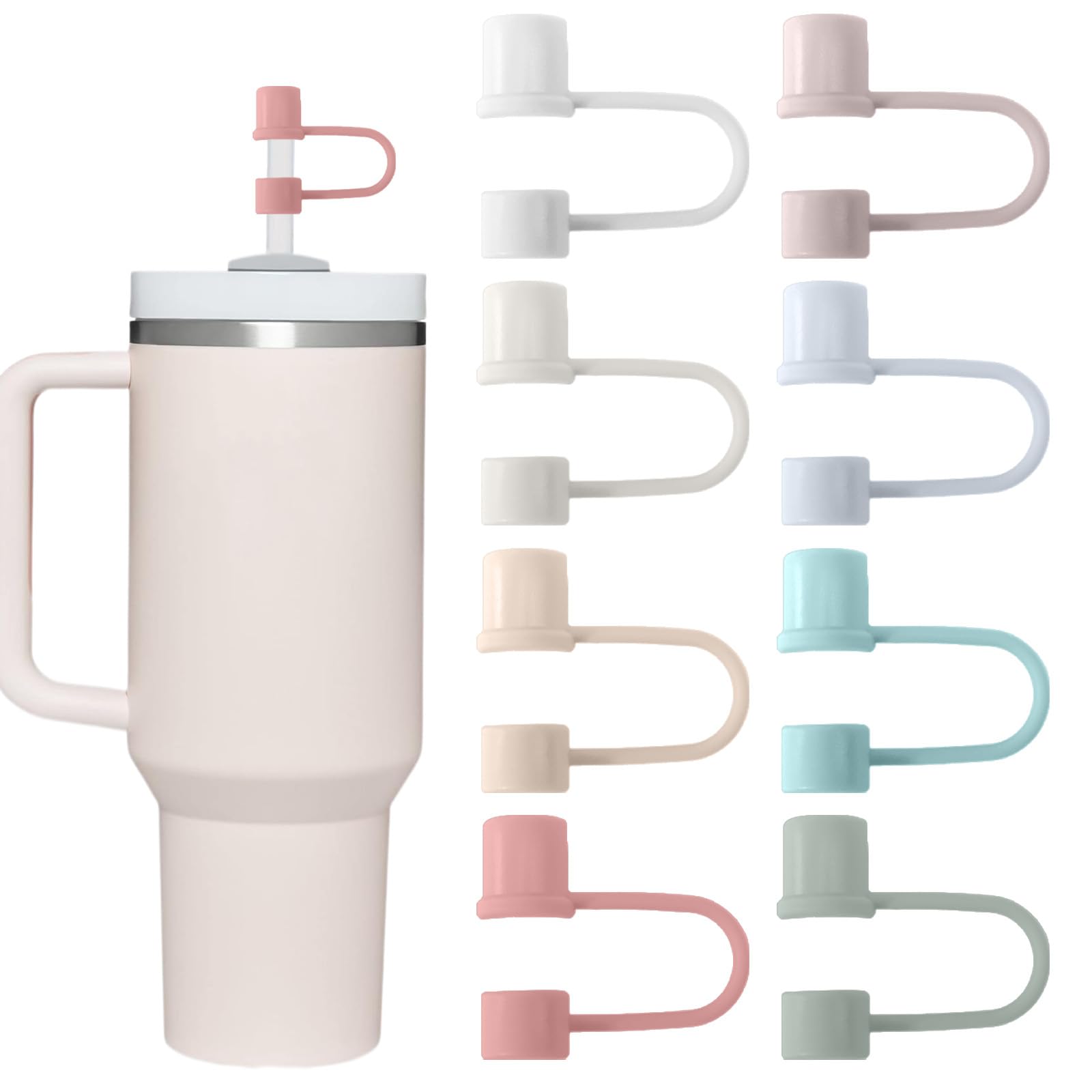 CEDIDJAC Straw Covers Cap Compatible with Stanley Cup 30-40 oz Tumbler with Handle Reusable Silicone Straw Toppers 10mm Lid Cove
