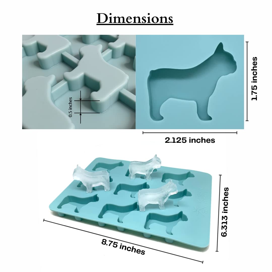 Kasian House French Bulldog Ice Cube Tray And Treat Mold, 9 Frenchie Shaped Molds, Bpa Free And Heat Resistant, Chocolate Mold