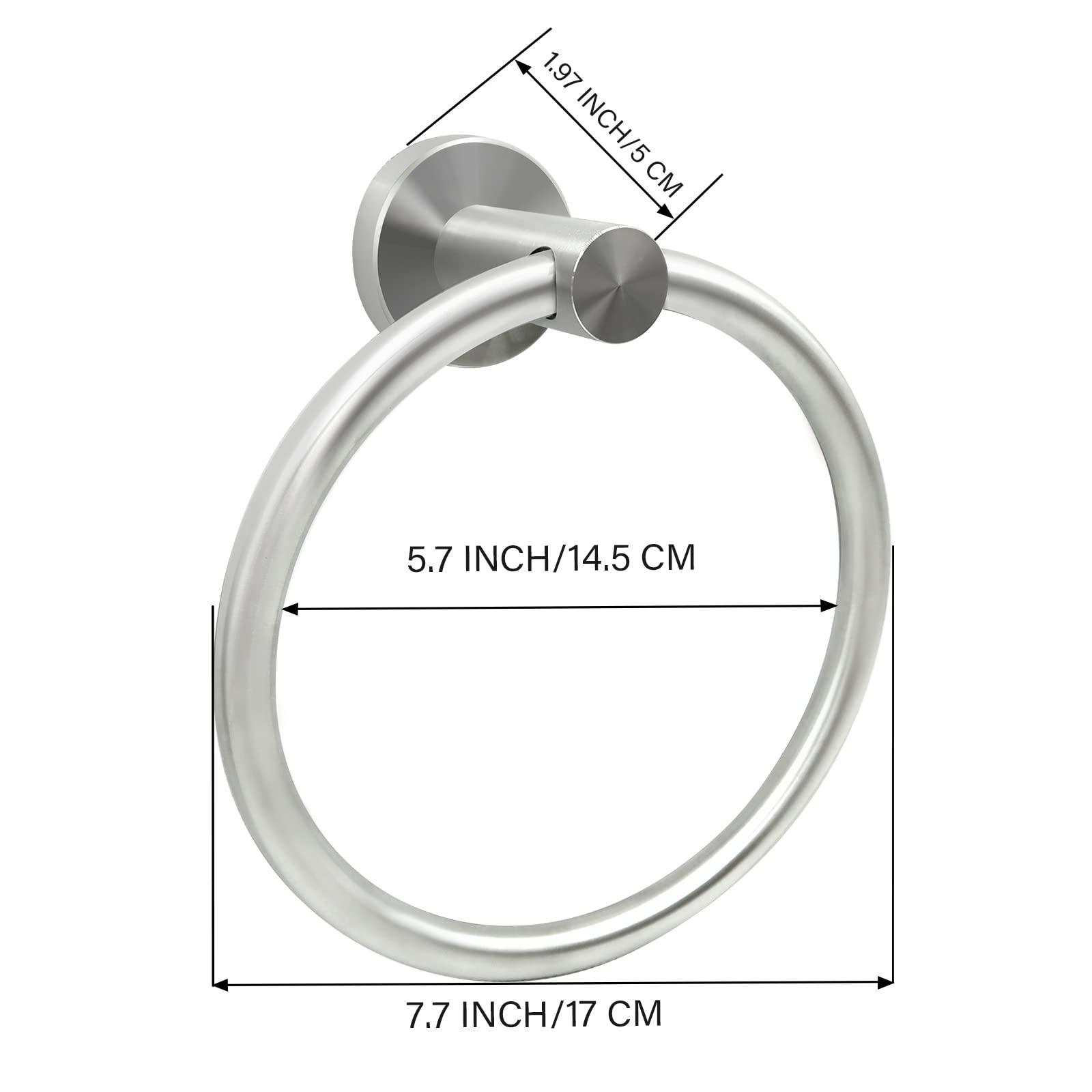 Brushed Nickel Hand Towel Ring Hand Towel Holder for Bathroom Wall Mounted Bathroom Towel Holder Bathroom Towel-Racks Bathroom Hardware Simple Round Towel Hanger SUS 304 Stainless Steel