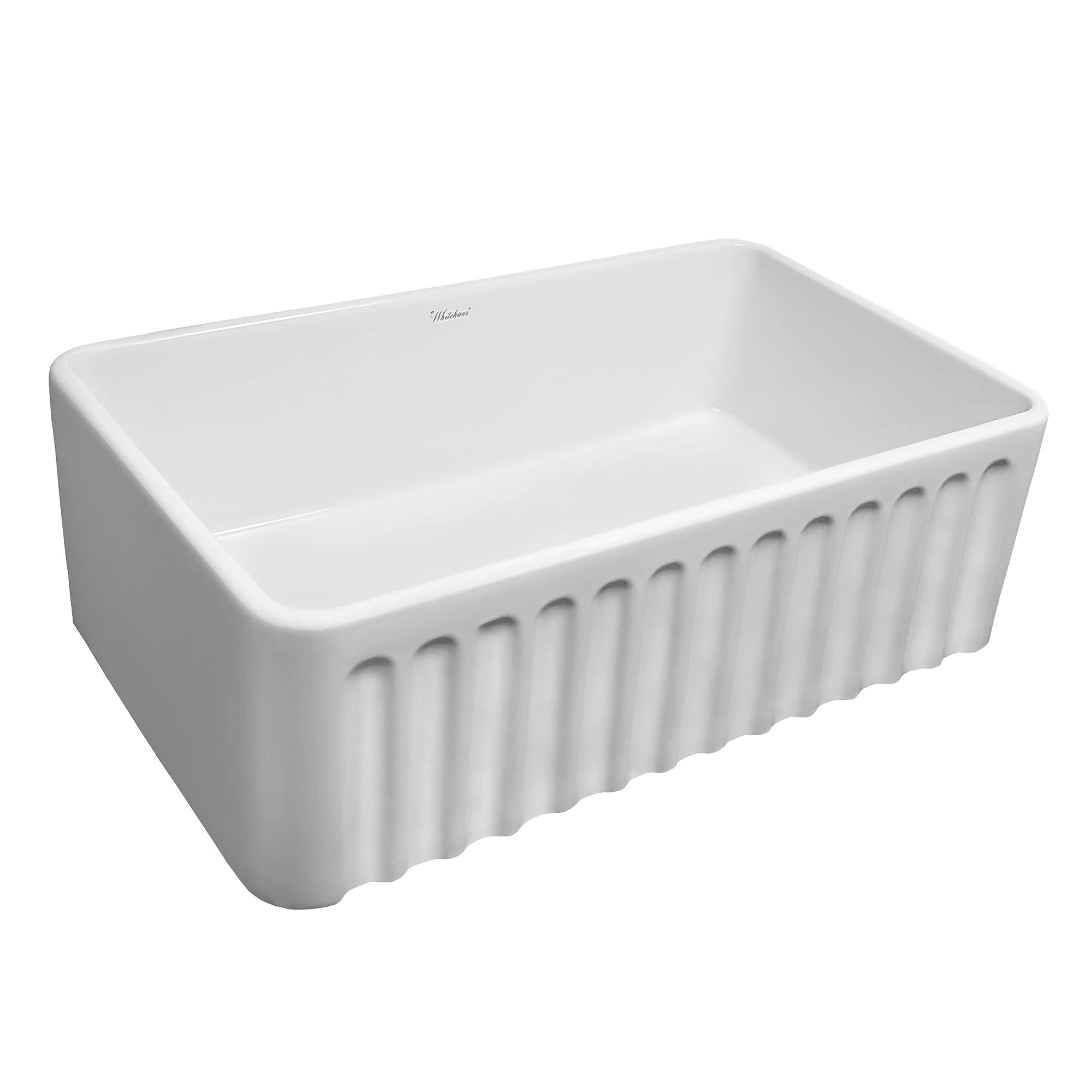 Whitehaus Whflgo3018-White Reversible Kitchen Fireclay Sink, 30 X 18 X 10, White