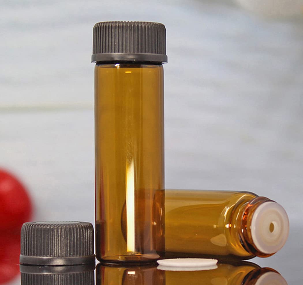 Afmnqz 50Pack Set 5Ml Amber Glass Bottle With Orifice Reducer And Cap Small Essential Oil Vials (5Ml)