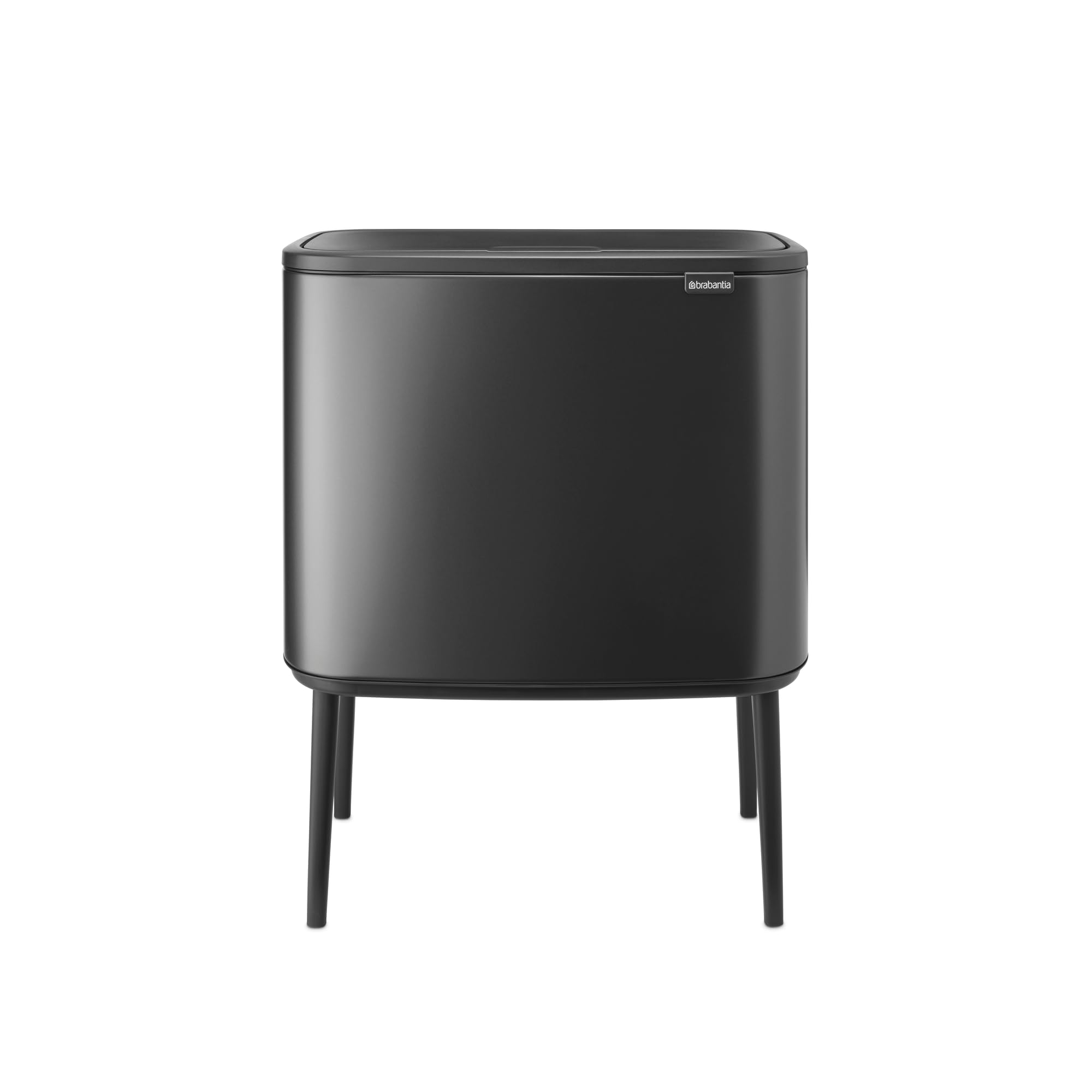 Brabantia Bo Trash Can - 1 x 9.5 Gal Inner Bucket (Confident Gray) Waste/Recycling Garbage Can, Removable Compartment + Free Bag