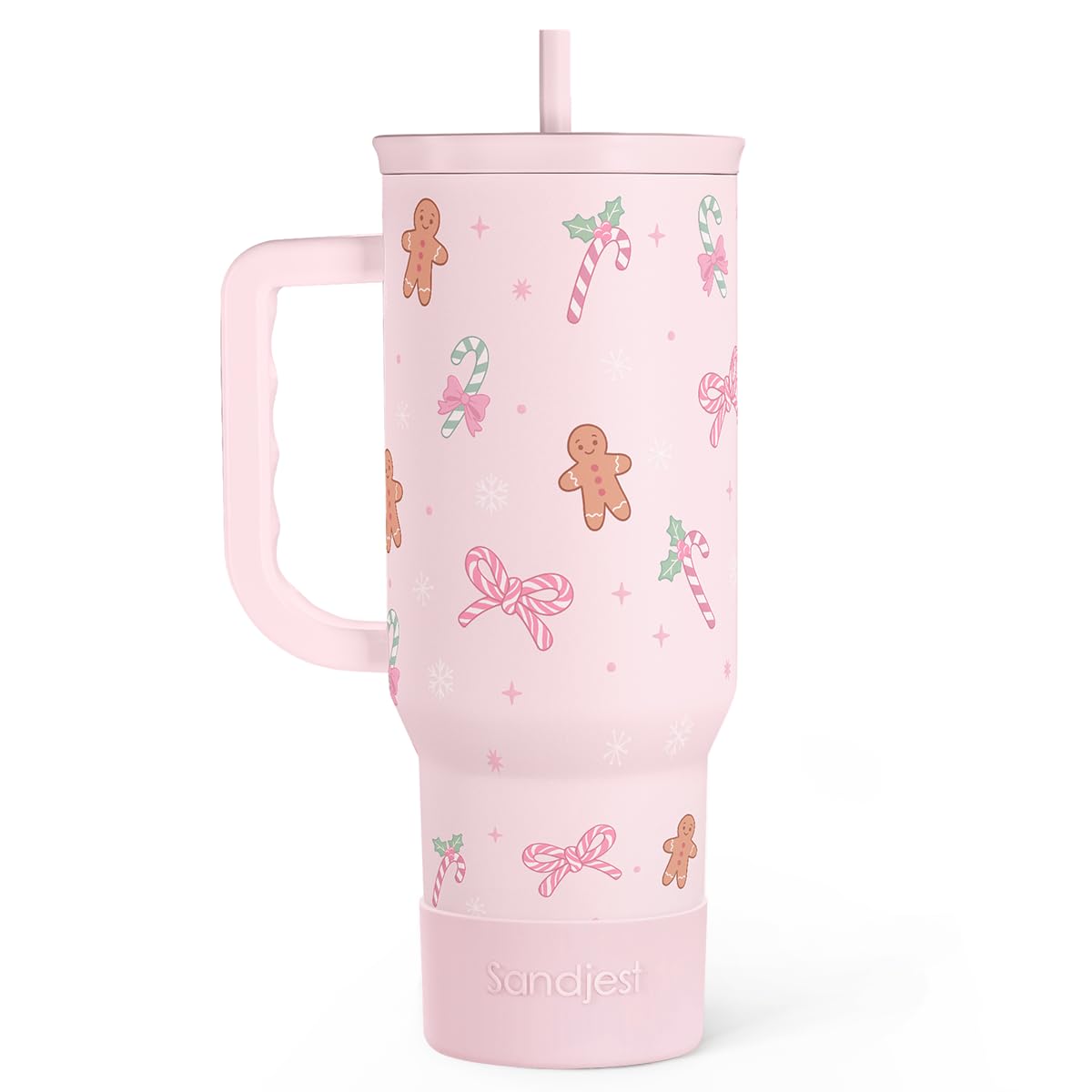 Christmas Theme 40oz Slider Tumbler with Handle and Straw - Insulated Stainless Steel Travel Coffee Mug for Women Girls, Gift fo