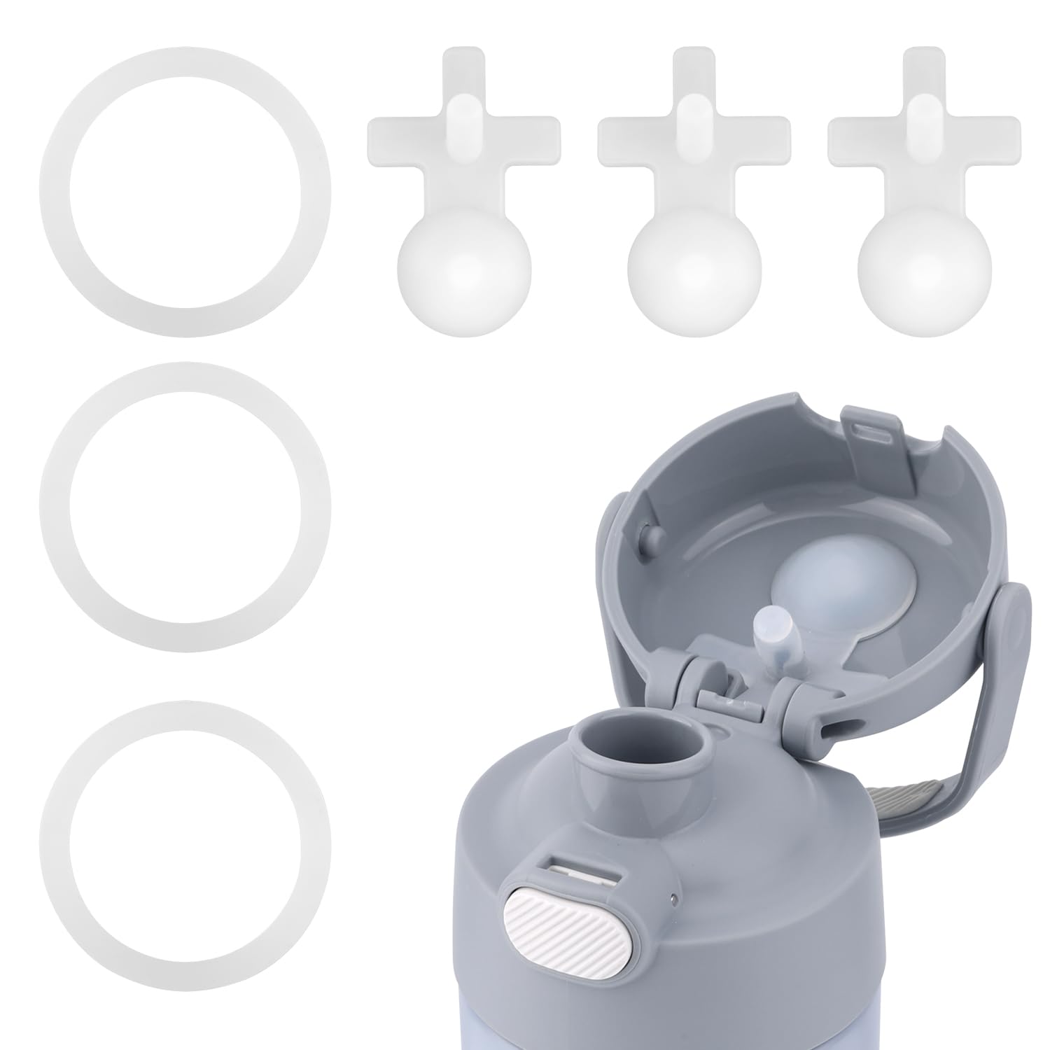 Tinoaly 3pcs Replacement Leak Stopper with 3pcs Sealing ORing for Thermos Funtainer 16 Oz Stainless Steel Vacuum Insulated Bott