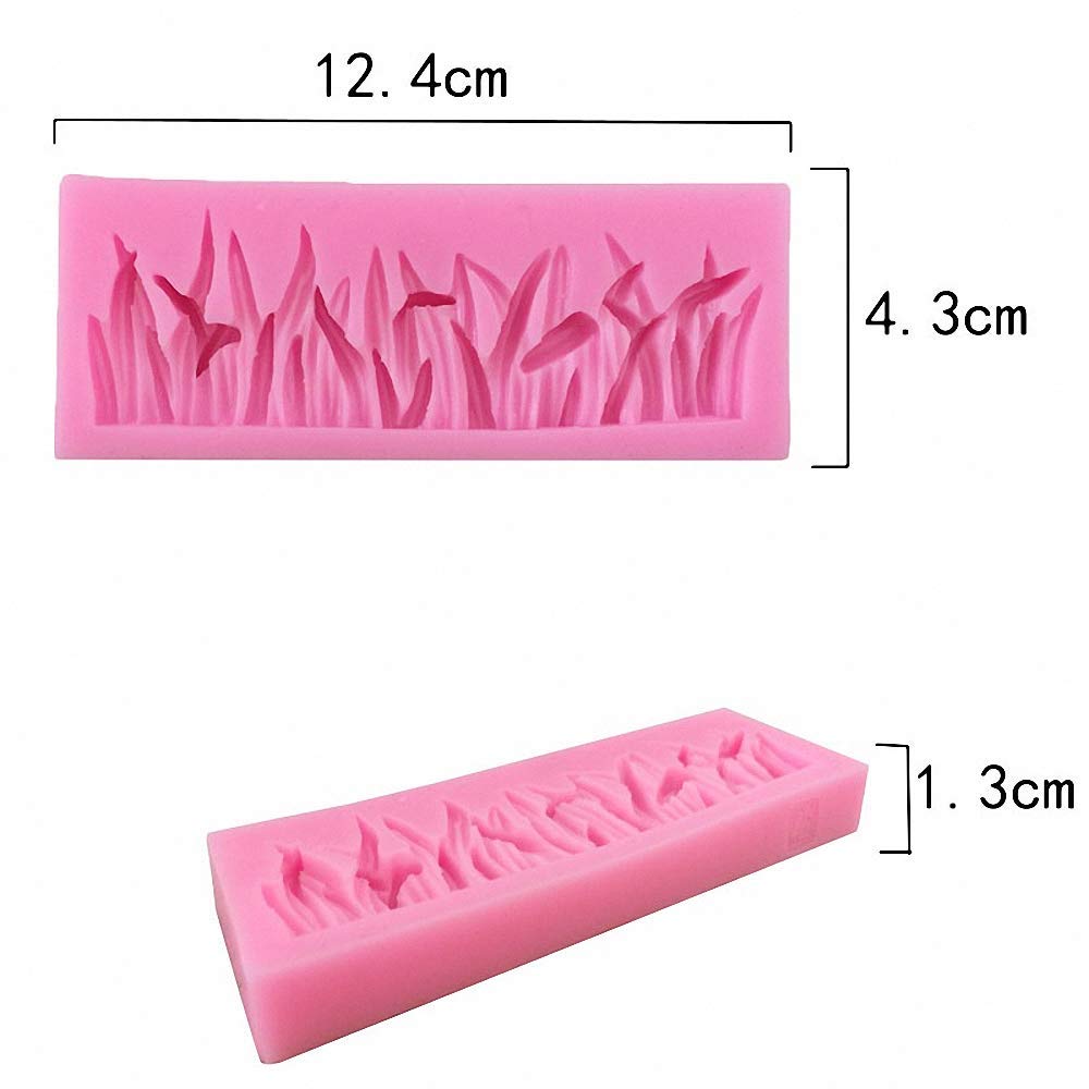 (Set Of 2) Green Grass And Garden Picket Fence Silicone Fondant Mold Chocolate Candy Gumpaste Mold Cake Border Decorating Tool P