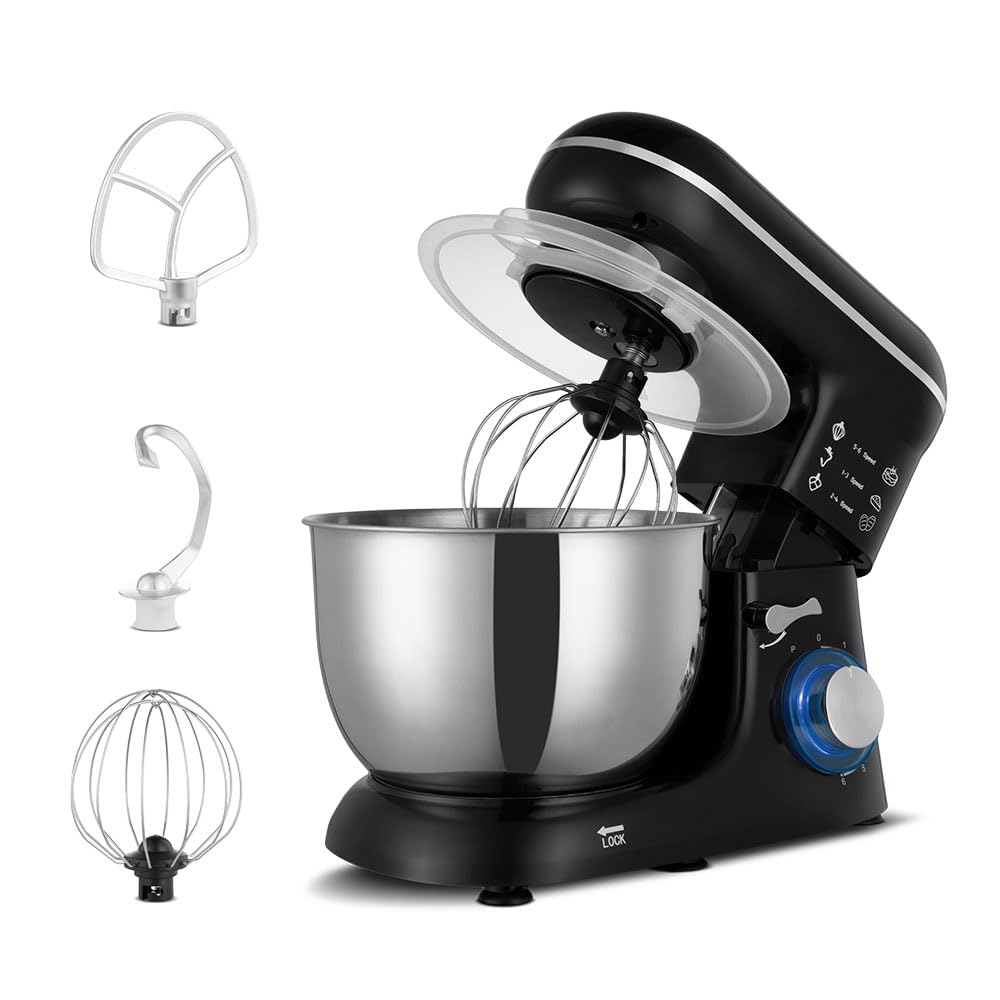 KENT Stand Mixer 1300 W | Ideal To Whisk, Mix & Knead | 5L Stainless Steel Bowl | 6 Speed Setting & Pulse Function | 100% Copper