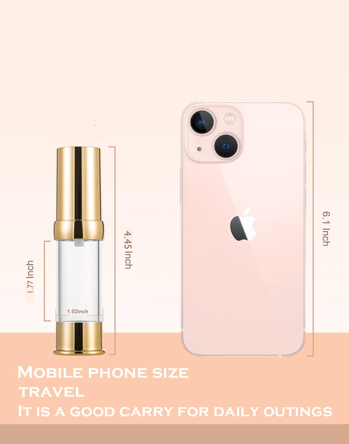 Xqncby Gold Airless Pump Bottle Toiletries Travel Size Containers Mini Makeup Bottle Dispenser With Box Reusable Empty Cosmetic